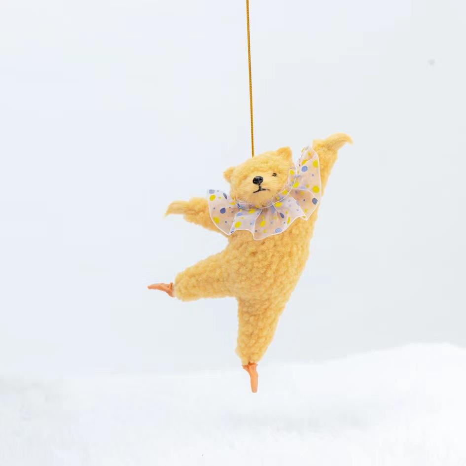New Cartoon Kawaii Dancing Bear Plush Doll Room Bedside Pendant Creative Ins Ballet Bear Plush Car Pendant Kids Birthday Gift
