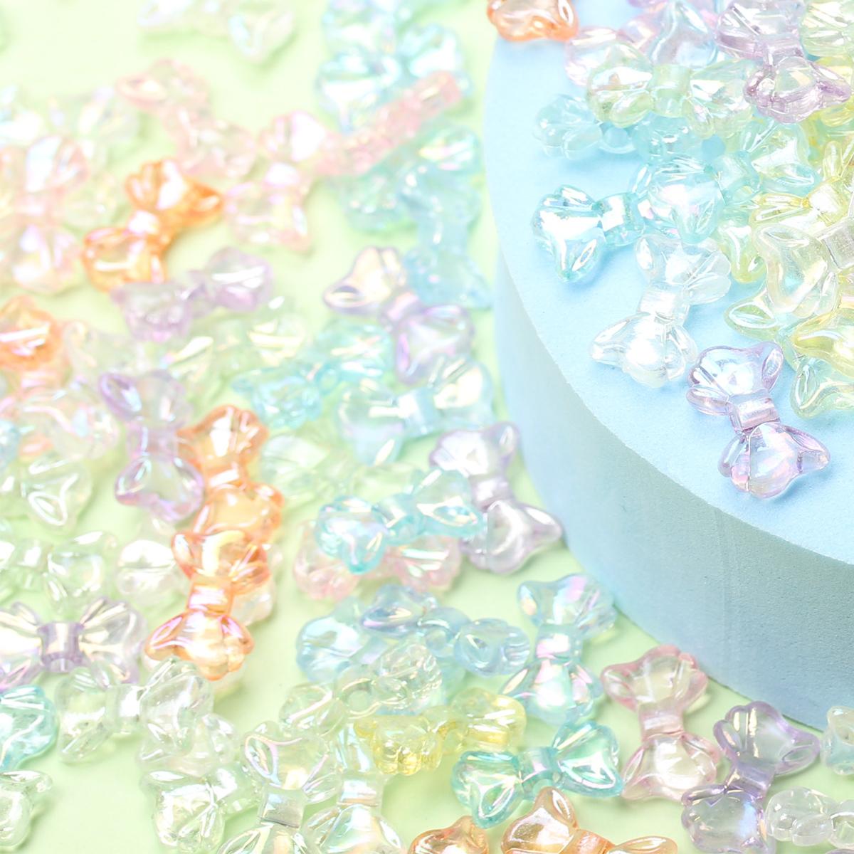 

Ханмаде AB блестящие креативные декоративные бусины с маленьким бантом, прозрачный материал