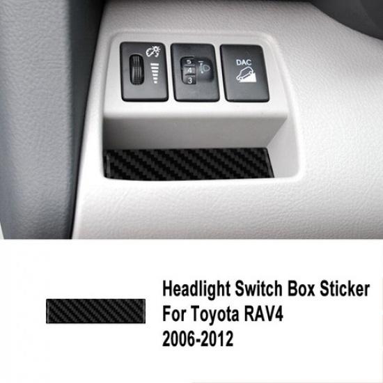 Carbon Fiber Headlight Switch Storage Box Mat Cover For Toyota RAV4 2006-2012