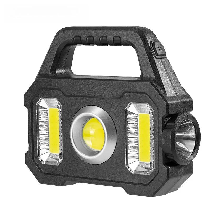 High Power LED COB Flashlights Rechargeable Camping Work Light Multi Functional Portable Light Solar Charging 6 Lighting Modes