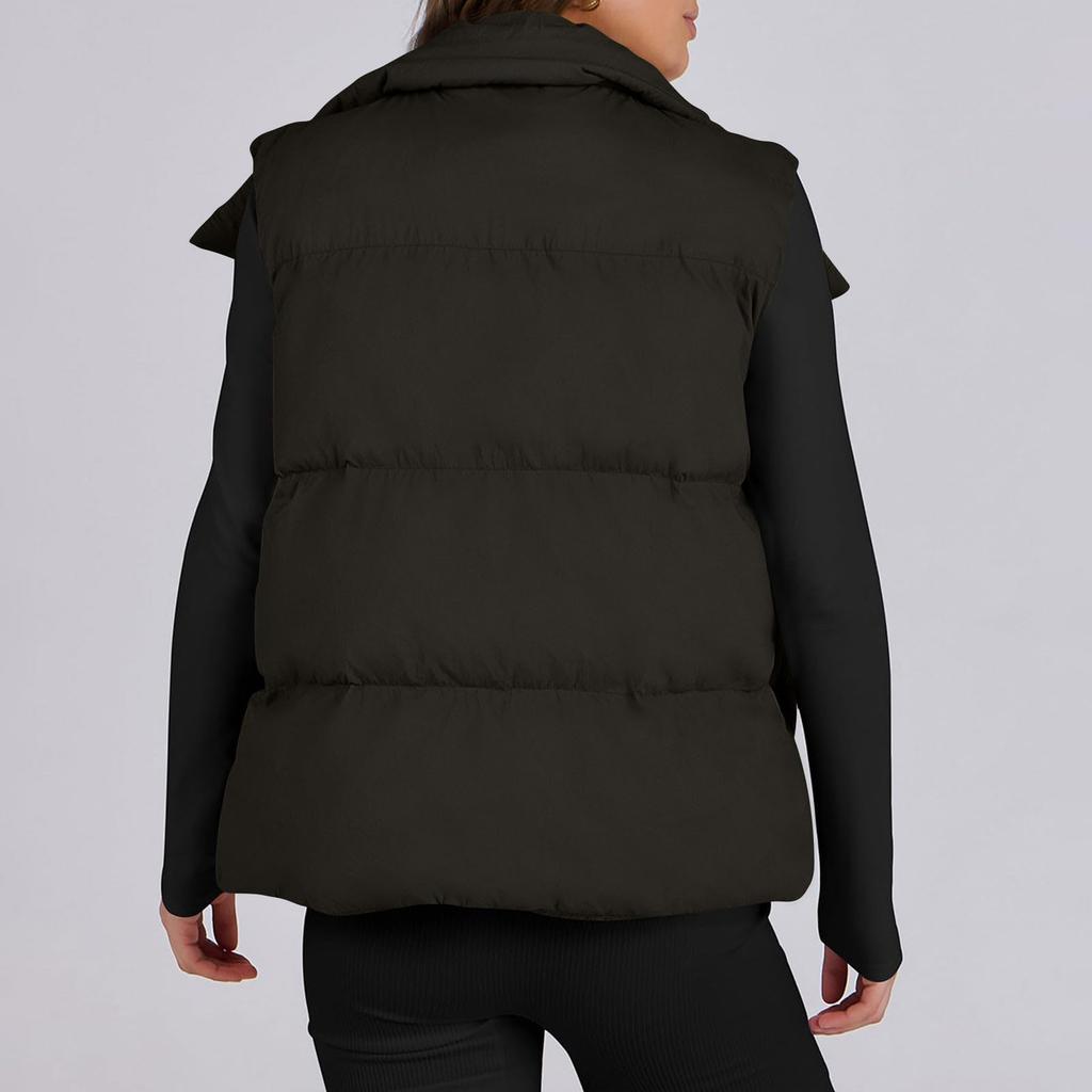 Women's Casual Winter Vest Stand Collar Sleeveless Insulated Padded Jackets Coat With Pockets
