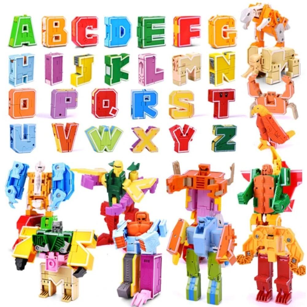 Discover Intime Latest Educational Playthings 26 Letters Learnable Words Transformable Combinable Robots Alphabet Playthings Designed For Children Gifts Learn Enjoy