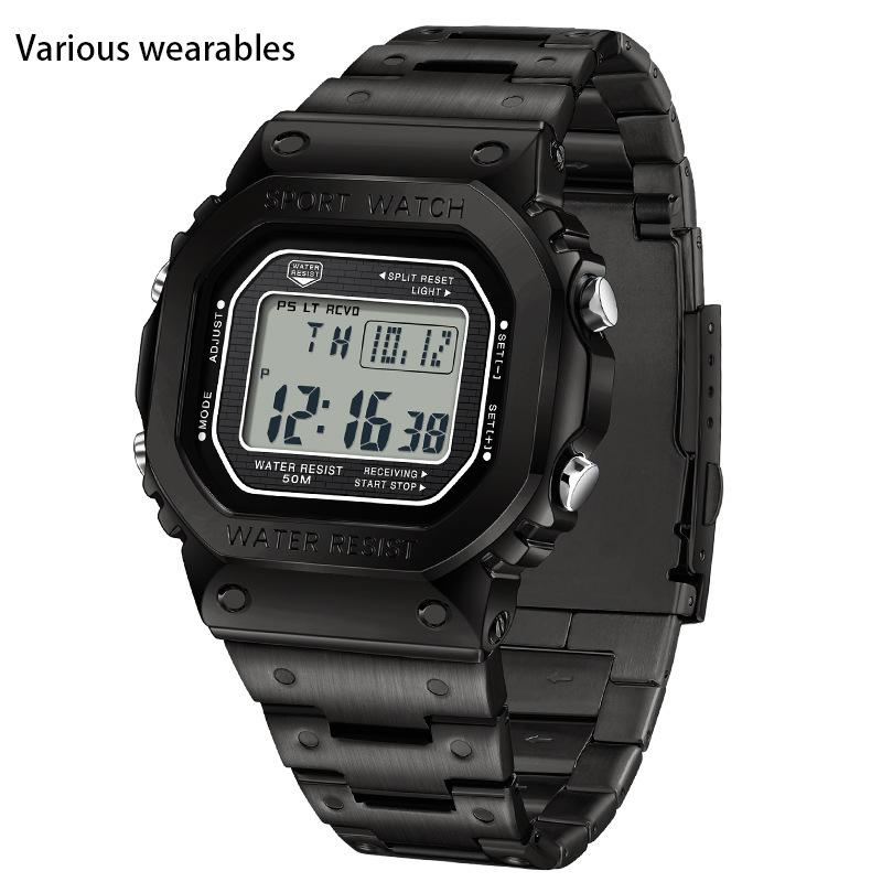 

Мужские часы-будильник многофункциональные спортивные часы квадратные модные ручные подъемные легкие водонепроницаемые электронные часы