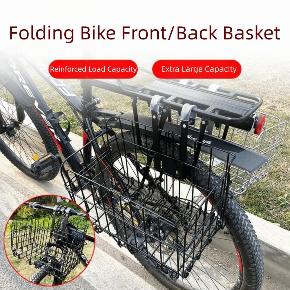 Black Bicycle Hanging Basket Foldable Bike Carrier Bag Bicycle Storage Basket  For Road Bicycles