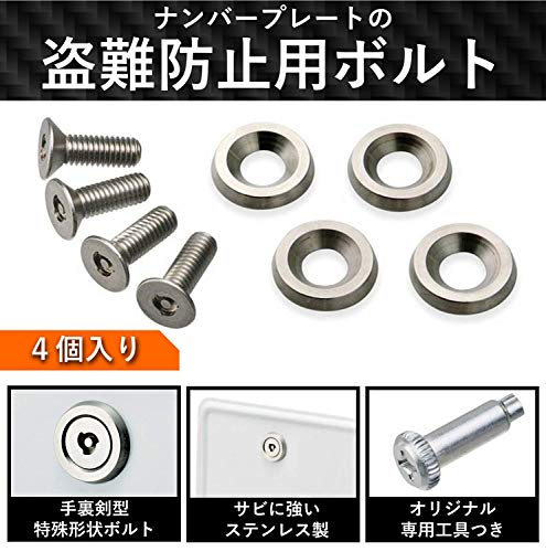 Carmate Car License Plate Security Bolt Flat 2 Silver LS422