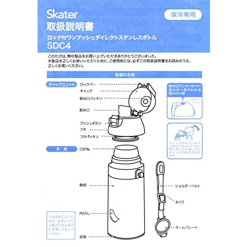 Skater Children's Stainless Steel Kids Water Bottle 470ml Pokemon 22 Boys SDC4-A