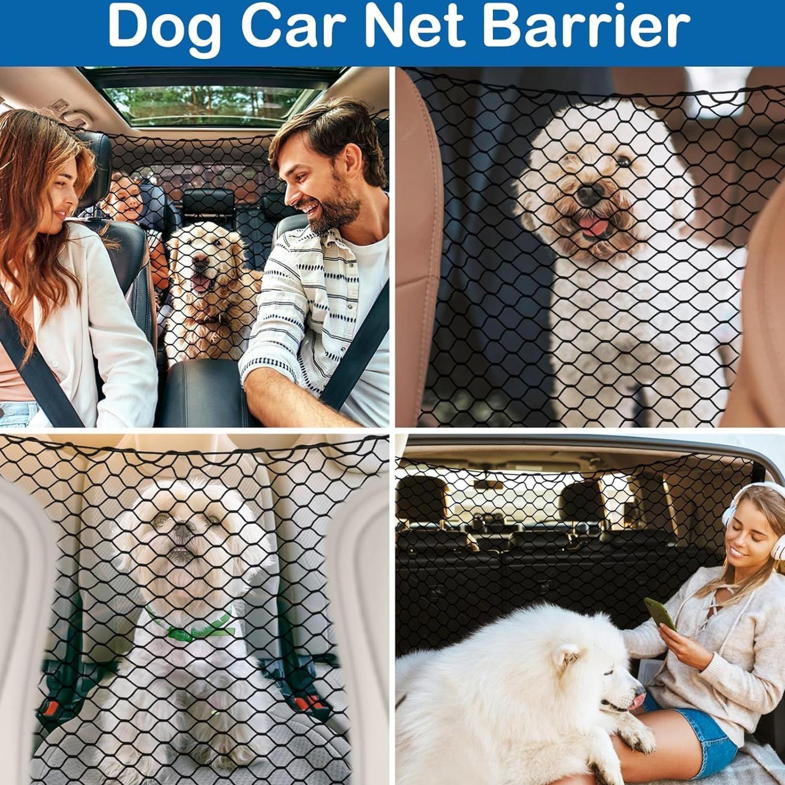 Car Trunk Fence Net Dog Isolation Protection Net Car Mounted Rear Seat Dog Safety Net Sturdy Elastic Pet Fence 120x70cm CN
