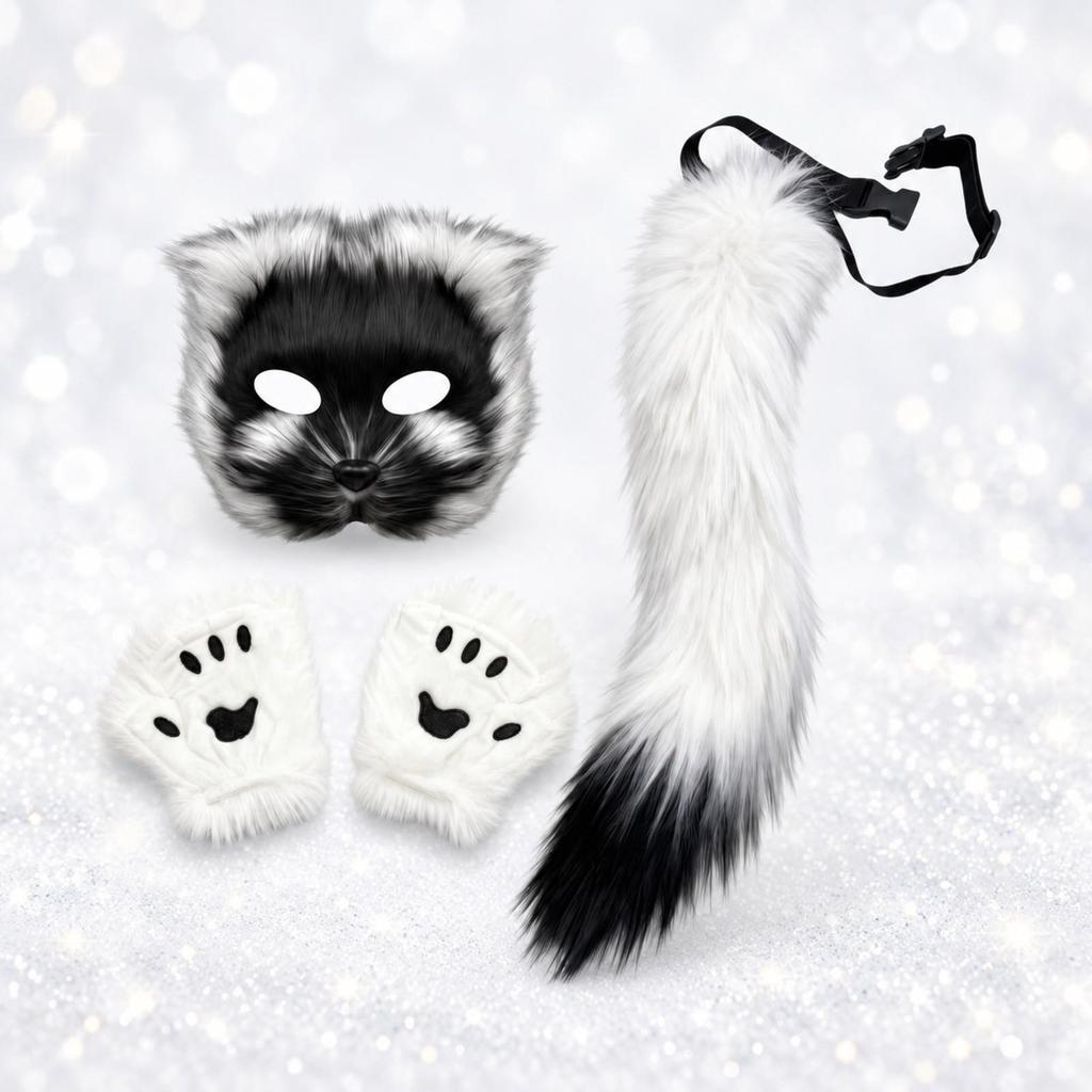 Furry Fox Costume Set for Halloween Cosplay and Themed Photoshoot with Adjustable Belt and Soft Tail for Men