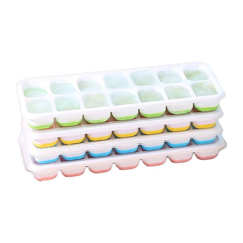 1Pcs Silicone Square 14 Cube Easy Release Ice Cube Molds Ice Cube Tray Mold With Lid Kitchen Bar Diy Iced Cocktail Freeze Tool