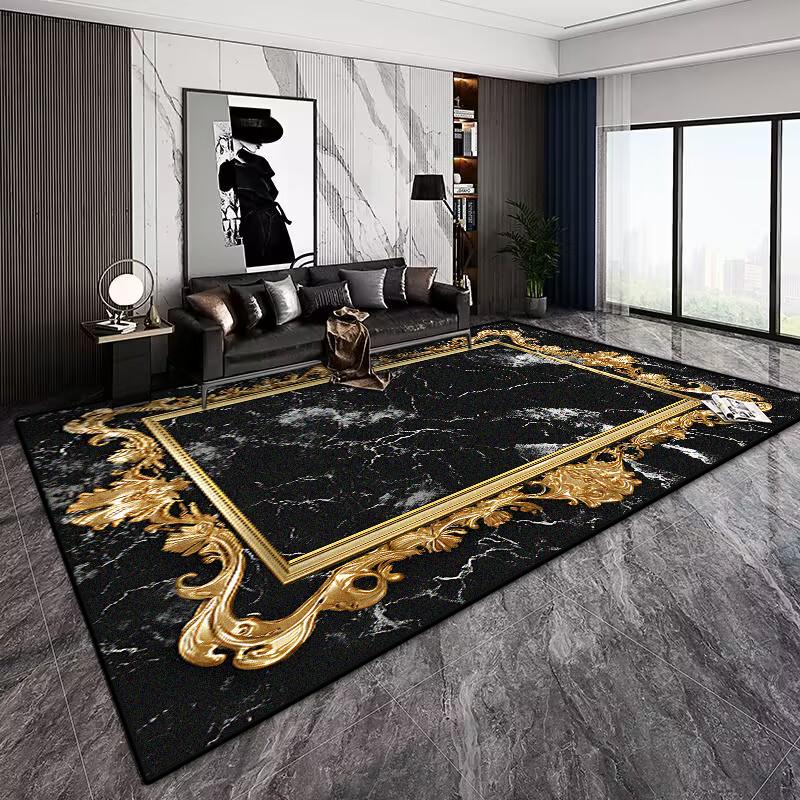 Marmer Zwart Goud Tapijt voor Woonkamer Decoraties Bank Tafel Grote Vloerkleden Hal Balkon Lange Vloermat Antislip Deurmat