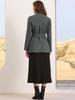 Allegra K Women's Work Blazer, Business, Long Sleeve, Collared, Dressy, Casual, Belted, Dark Gray, Size M