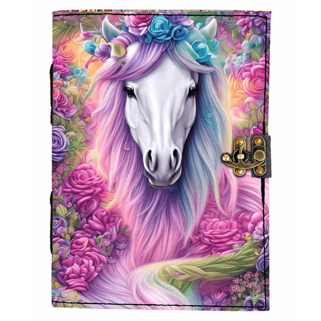 Leather Horse Portrait Diary Blank Pages Journal Diary for Personal Use & Office Use (7 X 5 Inch)