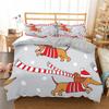 Sausage Dog Print Duvet Cover Set Queen King Full Size Cartoon Dachshund Puppy Bedding Set for Boys Polyester Comforter Cover