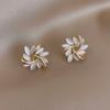 Opal Style Flower Ear Stud Earrings Simple French Style Temperament Fashion Jewelry for Banquet Gown Travel Ears Decor