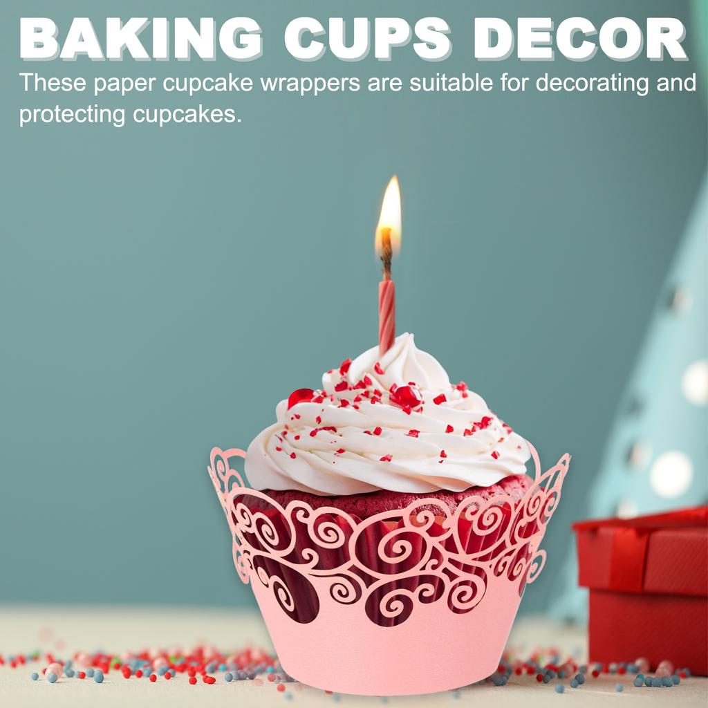 50 Pack Cupcake Wrappers Paper, Baking Cups Standard Cloud Decoration for Anniversary Birthday Weddings and Parties, Pink