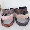New Vintage Hairband Women Shining Stamping Cloth Wide Side Center Knot Headband Adult Classic Hair Accessories