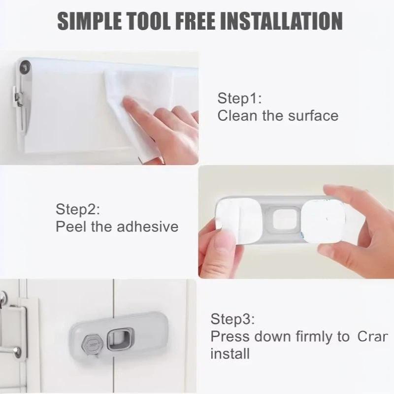 Child Safety Refrigerator Lock 1/3/5PCS Strong Adhesive Cabinet Lock Reusable Fridge Latch for Toddlers Kitchen Use