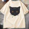 Funny Smoking Cat Y2K T Shirt Vintage Black Cat Tee for Unisex Women 90s Aesthetic Tee Unisex Women Casual Cotton Short Sleeve Tshirt