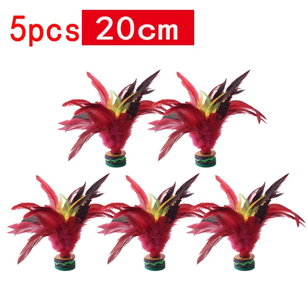 1/8pcs 20cm Feather Jianzi Colorful Feathers Shuttlecock Portable Foot Kick Handwheel Feather Shuttlecock Fitness Entertainment