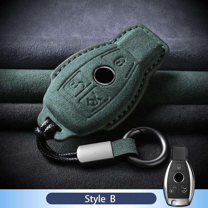 Leather Car Key Case For Mercedes Benz A C E S G R Class Gls Gla Glk Glc Cls Cla Amg W204 W205 W212 W463 W176 Suede Accessories