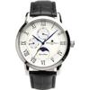 Salvatore Mara Watch Moon Phase Multi-calendar 5 ATM Water Resistant Business Formal Mens Leather Strap Limited Model Silver White SM21106-SSWH