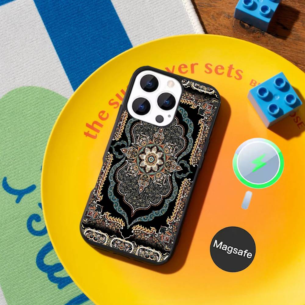 Hot Persian Carpet Floral Pattern Phone Case For iPhone 17,16,15,14,13,12,11Pro,Max,Plus,Mini Magnetic Magsafe Wireless Charging
