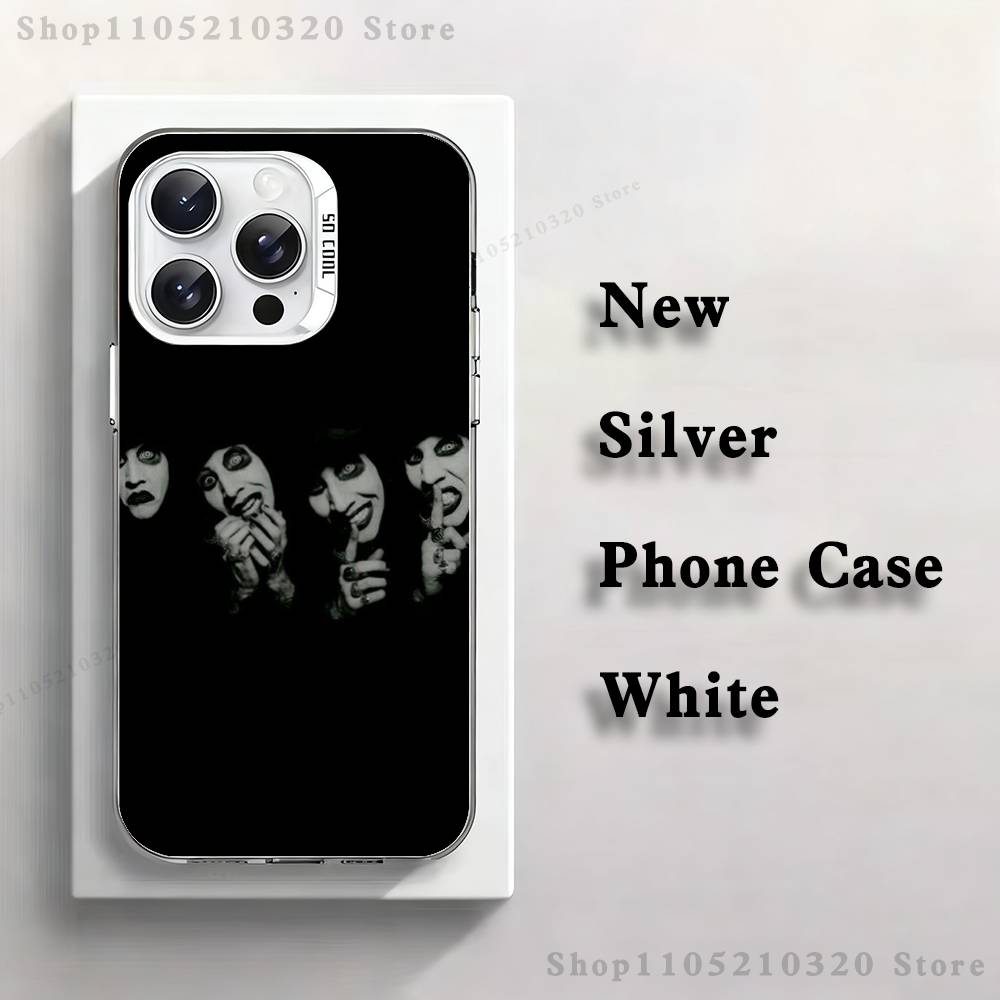 M-Marilyn M-Manson Phone Case For iPhone 17,16,15,14,13,12,11,Mini,Pro,E,MAX White Matte Silicone Whtie Cover