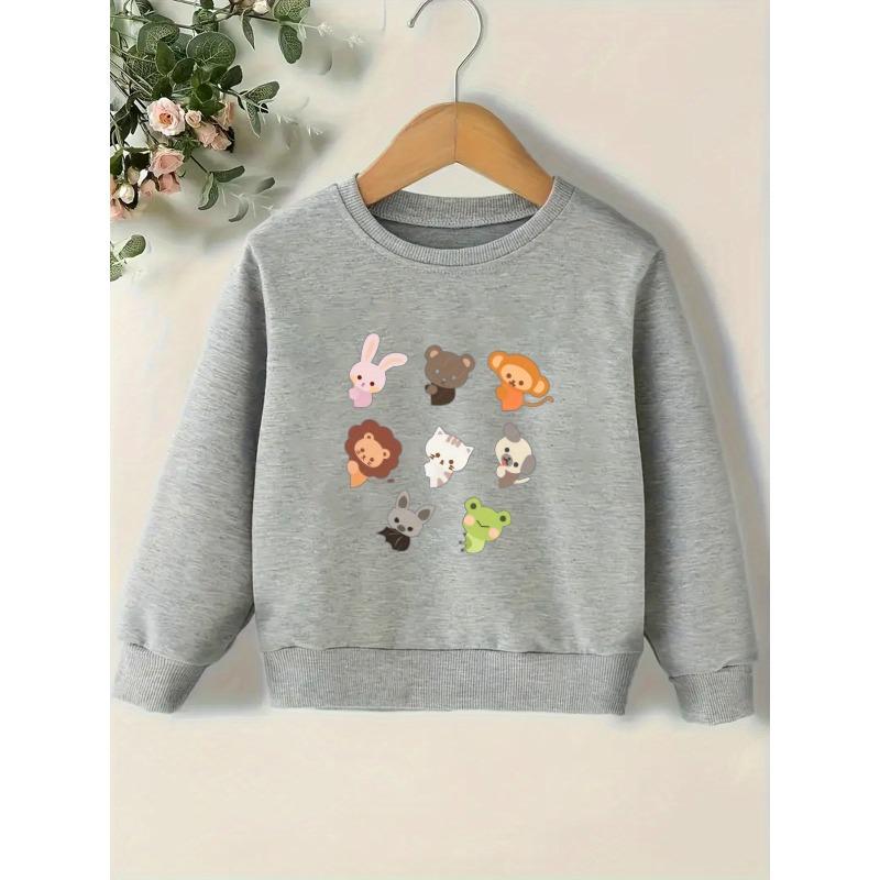 Kids Sweatshirt Cute Print Pattern Easy Sweet Baby Spring Lightweight Round Neck Sweatshirt