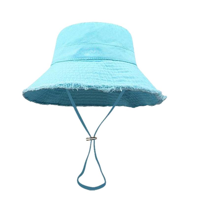 Japonský bavlněný klobouk typu bucket hat s raw hranou, jednobarevný, dámský barevný sluneční klobouk pro cestování a nakupování, sluneční clona, Panama klobouk