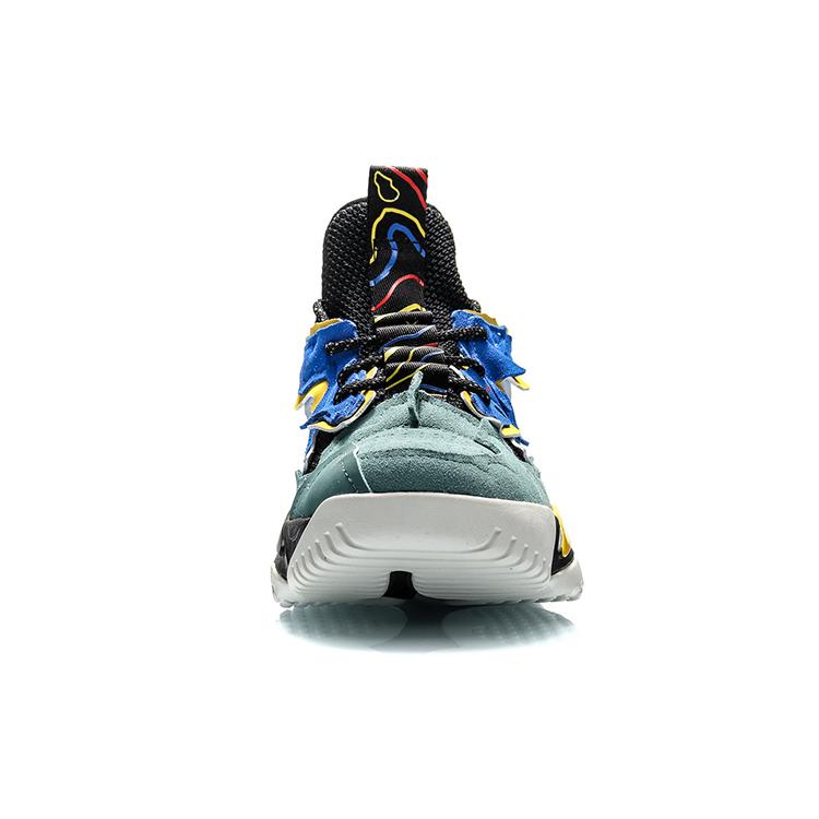 Li Ning Qianhangce Slip Resistant Coverage Low top Vintage Basketball Shoes Men's Gray Aqua Green AGLQ075-1