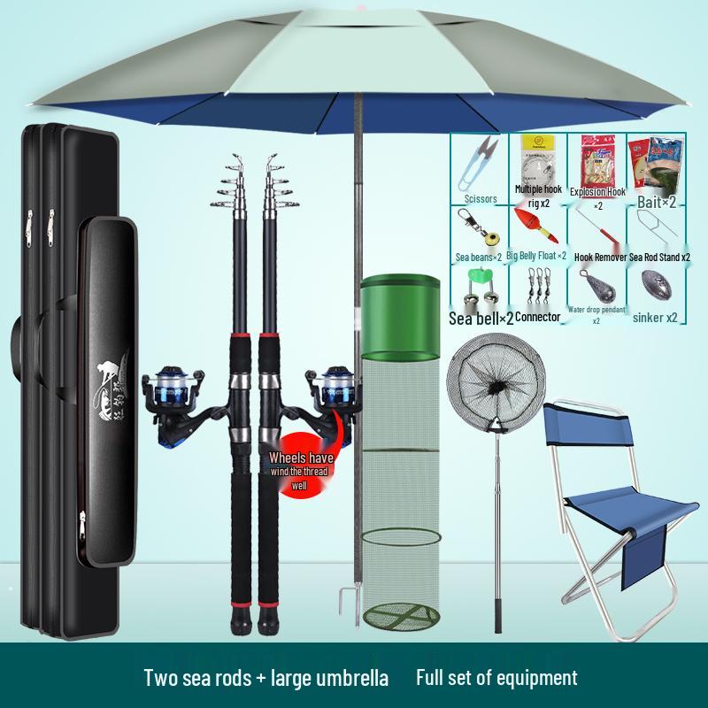 Complete Beginner Fishing Rod & Tackle Set with Ten Sea Fishing Accessories
