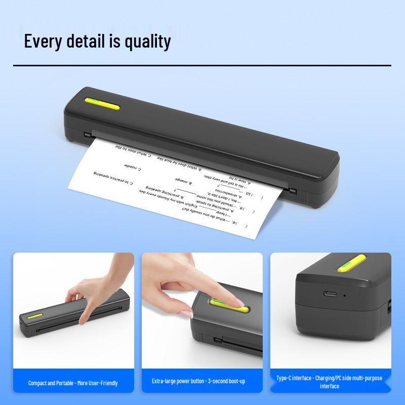 HZTZ-A4XY Portable A4 Bluetooth Thermal Printer: Wireless, Phone-Compatible, Ideal for Home & Tattoo Printing, Hot Seller