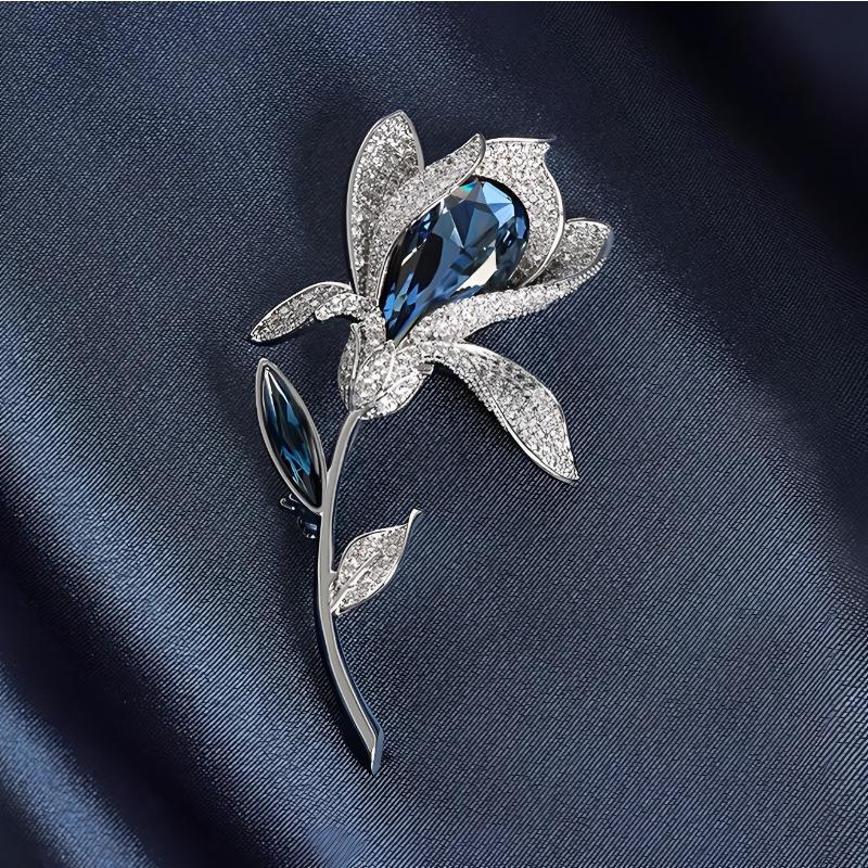 Full Diamond Tulip Brooch, Exquisite and Luxurious Crystal Brooch, Design Sense, Niche Brooch