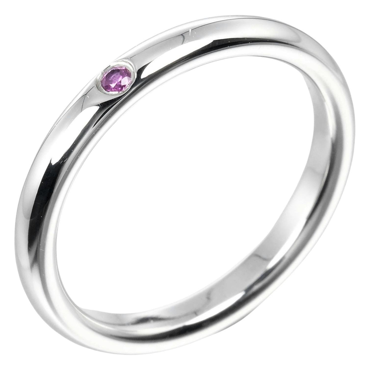

TIFFANY&Co. Stacking band Ring Silver925/Pink sapphire #5.8(US Size) 2.47g Women Used