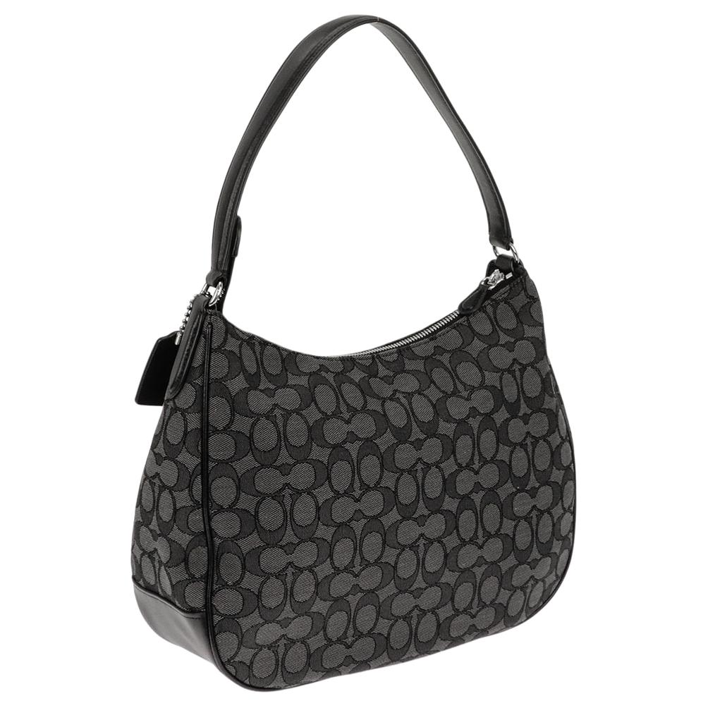 Coach Zip Shoulder Bag Classic Monogram Zipper Closure Leather Large Women Shoulder Bag Black 29959-SVDK6