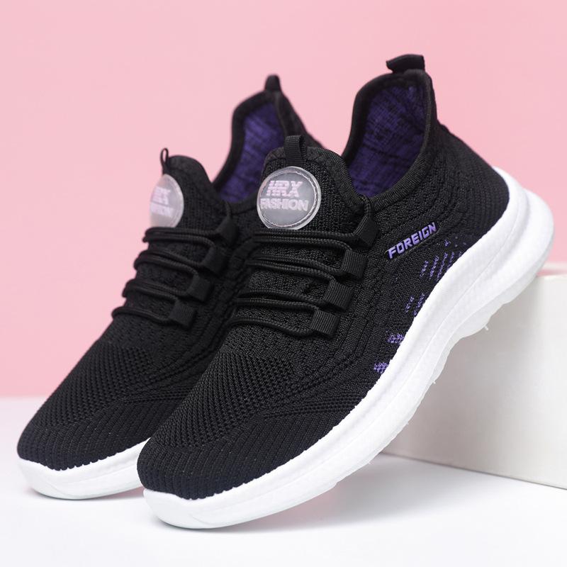 Pantofi sport pentru femei, pantofi sport casual cu talpă joasă, respirabili, cu talpă moale, țesături zburătoare, pantofi de maree