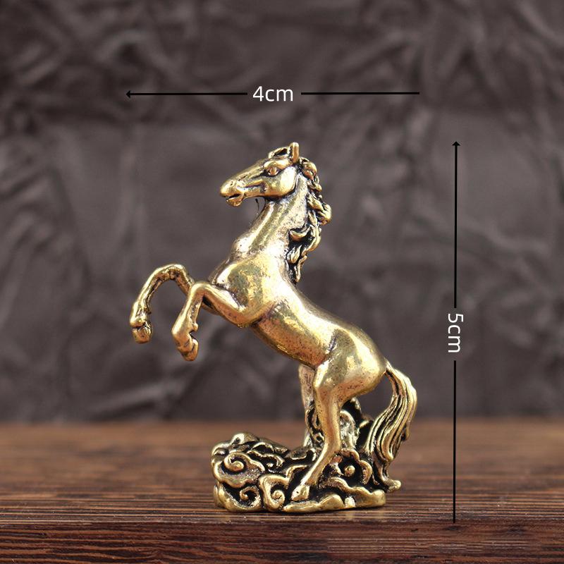Bronze Horse Desktop Decoration Living Room Tea Table Sculpture Metal Craft Home Decorations Chinese Zodiac Horse Statue