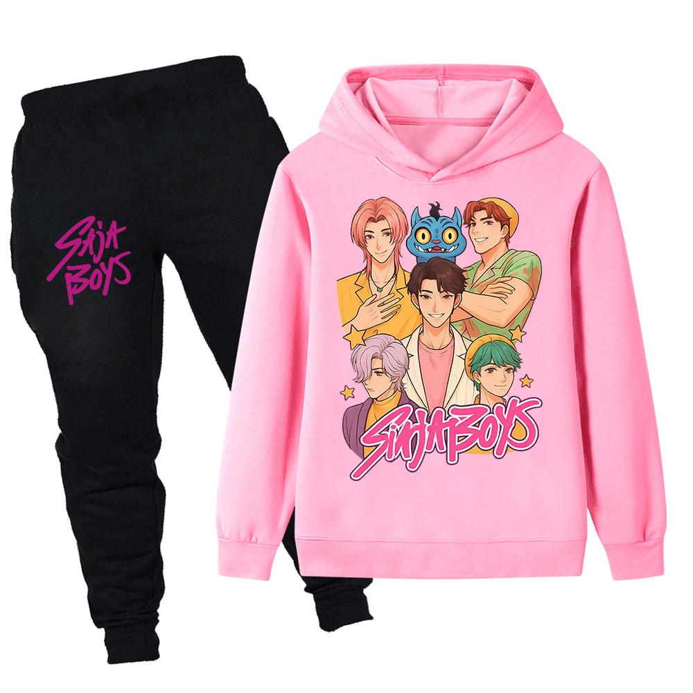 PB1219 Kinder Jungen Mädchen Kpop Mira Zoey Rumi Sajaboys Print Langarm Kapuzenpullover Hose Hosen Kleidung Sets