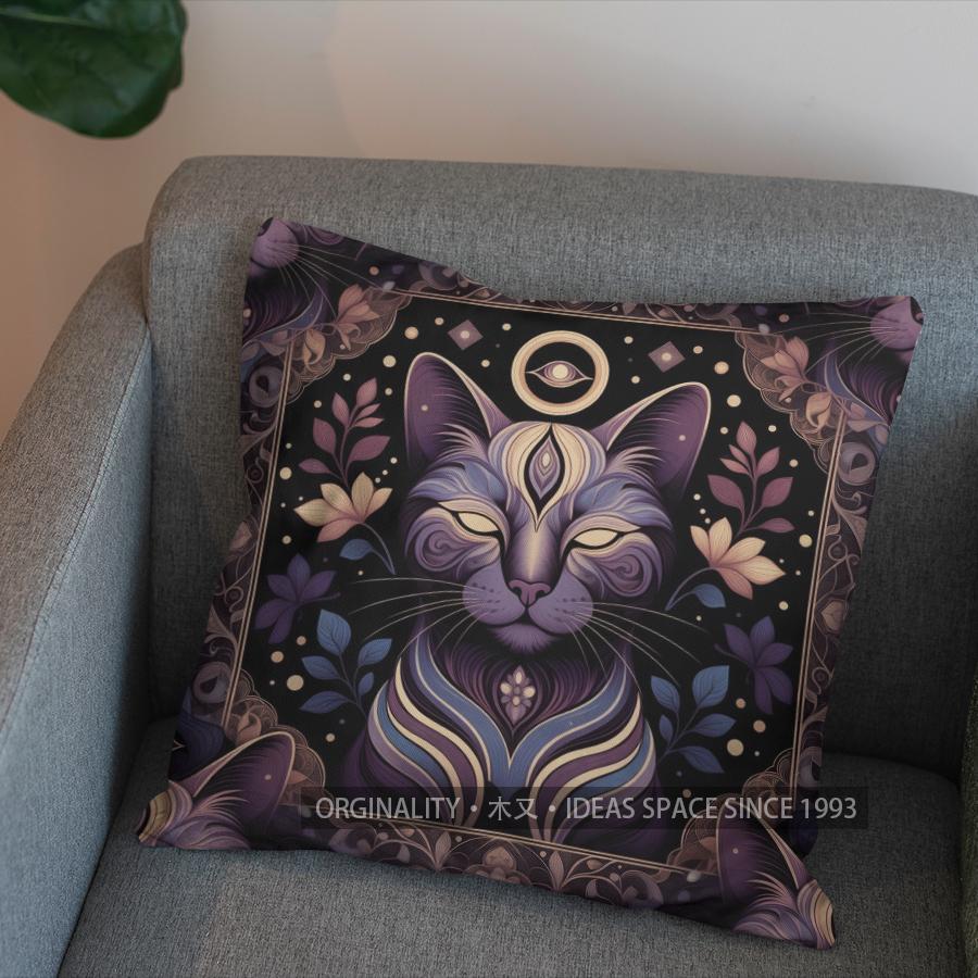 Bunte Katze Künstlerisches Muster Kissenbezüge Muster Kissenbezug Geeignet für Sofa Schlafzimmer Auto Kissenbezug