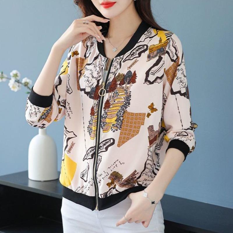 Summer Plus Size Chiffon Sunscreen Jacket Women's Printed Lightweight Cardigan