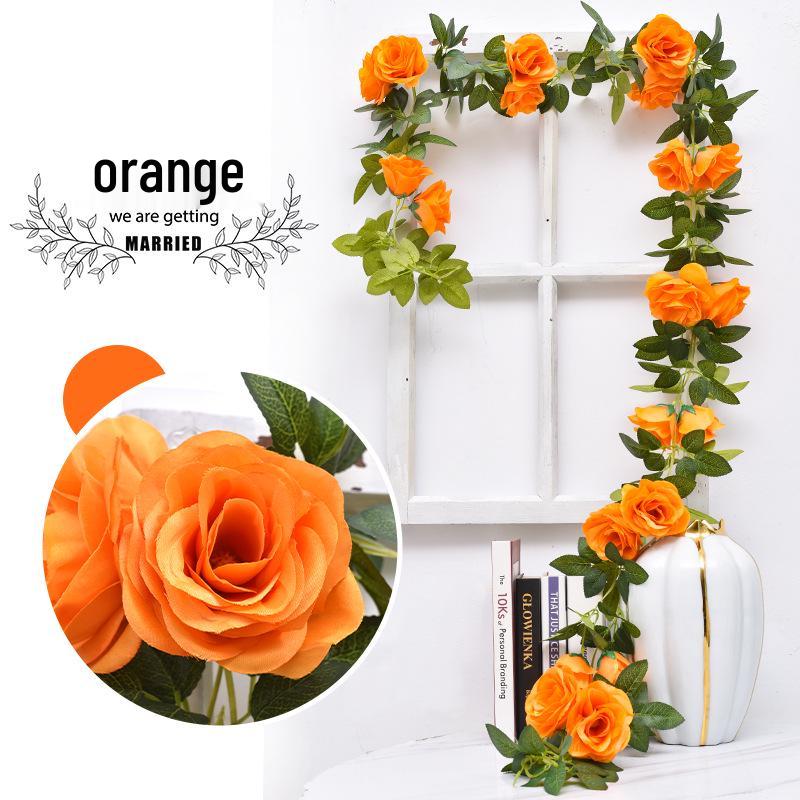 Artificial Rose Vine Ceiling Decor with Rattan for Living Room and AC Pipe Cover