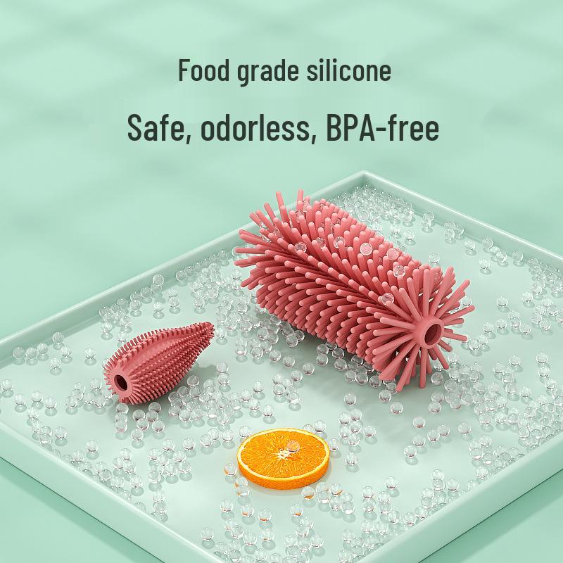 Rotating Silicone Baby Bottle, Nipple, & Straw Cleaning Brush Set