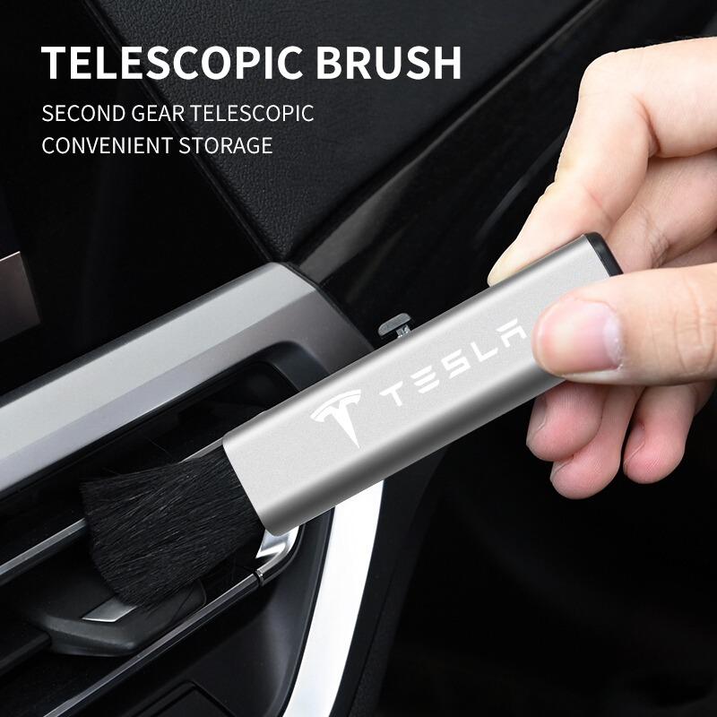 1Pcs Car Interior Cleaning Brush Telescopic Small Soft Brush Accessories For Tesla Model S Model X Model Y Model 3 Roadster SpaceX