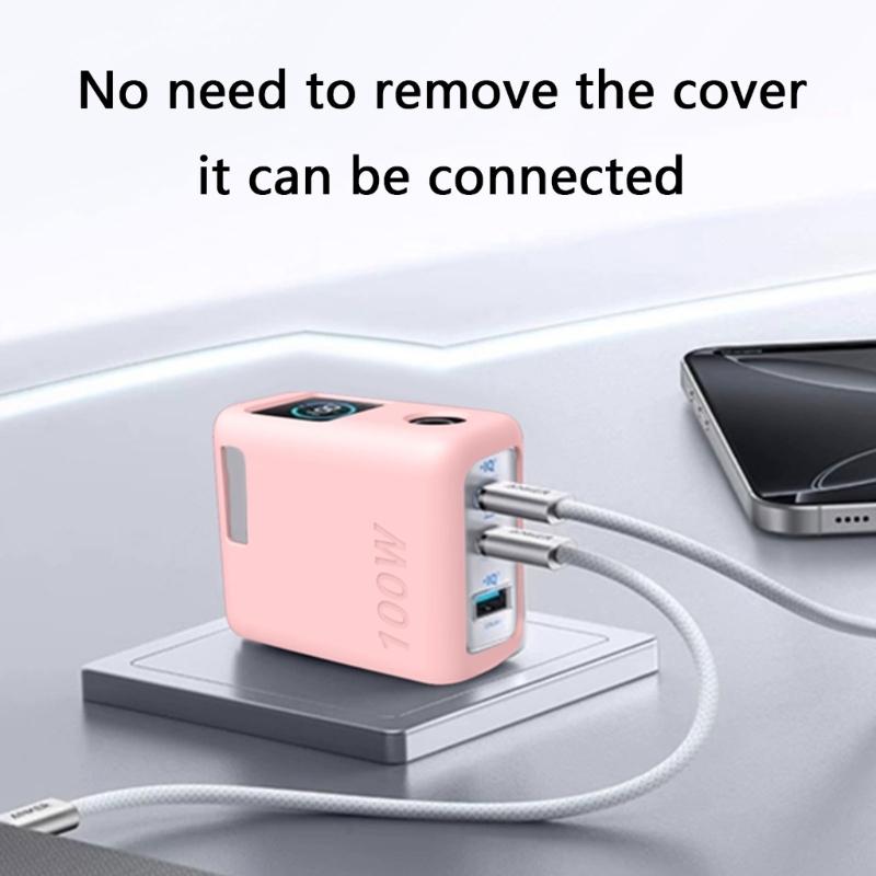 AntiScratch Protectors Case For 100W Power Adapters Transparents Screen Guard Flexible Silicone Material Quick Access Port