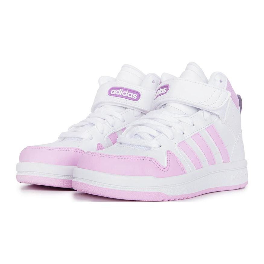 Adidas Neo Postmove Mid Comfortable Shock Absorption Wear-Resistant Breathable Mid-Top Kids Skate Shoes Kids Skate Shoes White Pink HQ4240
