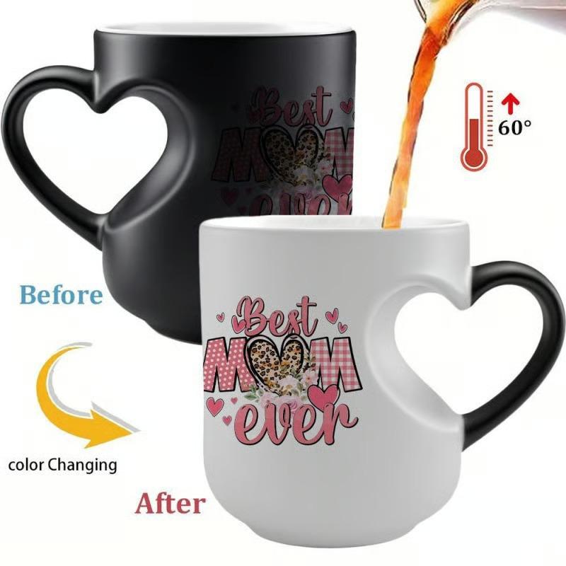Heart-shaped Color Changing Ceramic Coffee Mug 11oz Heat Creativity Reactive Design Mother's Day Gift for Mom