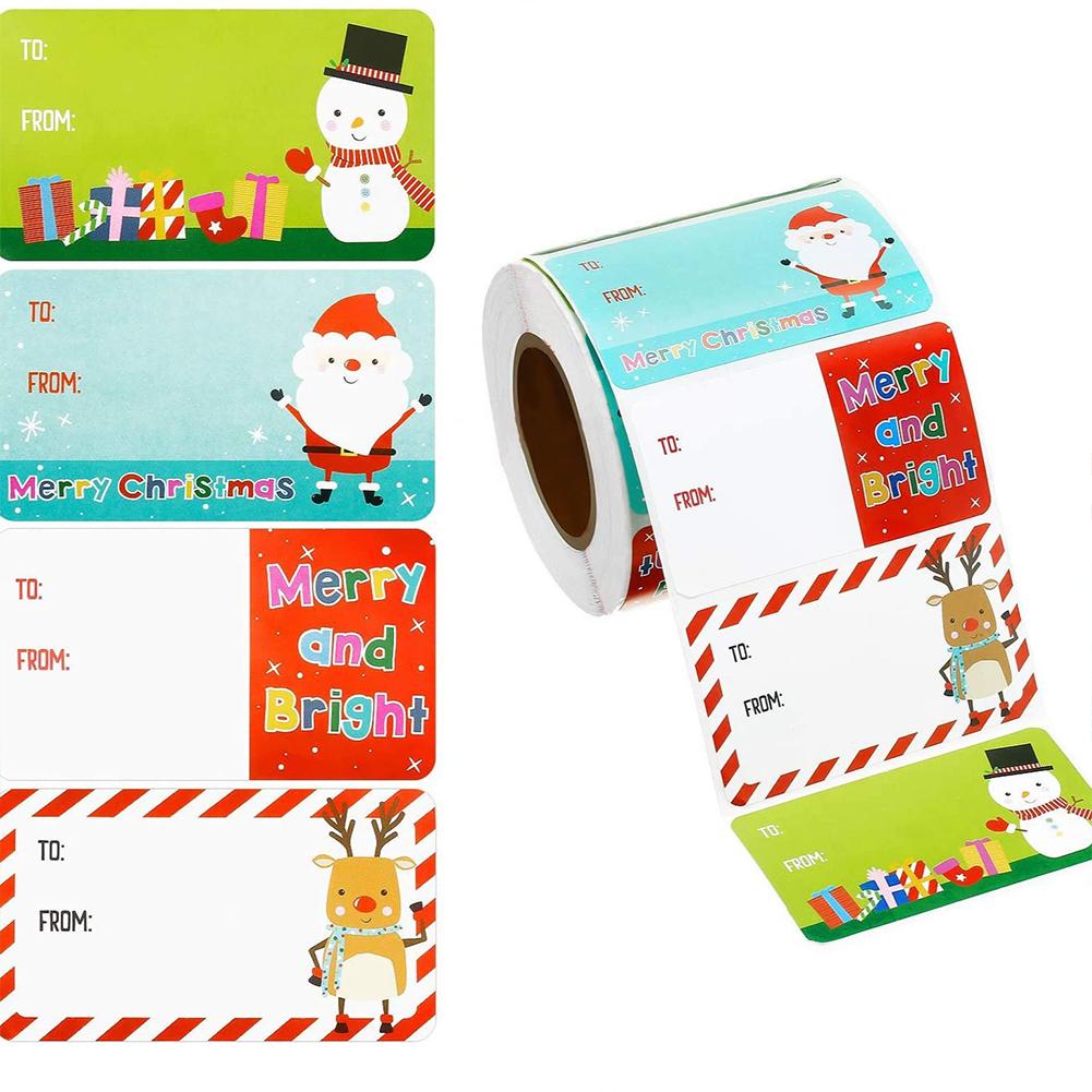 500 Pcs Christmas Tags Self Adhesive Gift Tags for Xmas Presents Christmas Name Labels Stickers for Wrapping Paper Birthday