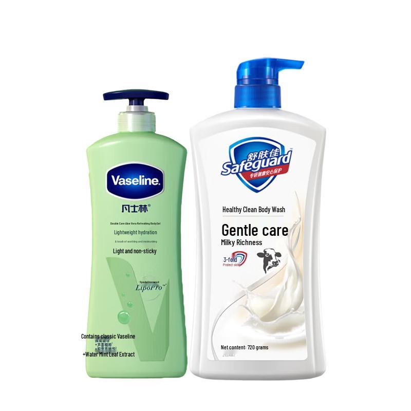 Vaseline Набор: Лосьон для тела «Алоэ Фреш» и Гель для душа «Молочный аромат»