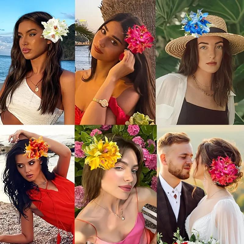 Large Sweet Equinox Flower Hair Clips Simulated Orchid Flower Hair Pins Beach Hawaii Vacation Foral Hair Clips Hair Accessories