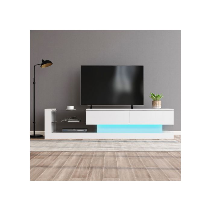 Meuble TV - Elegant - 1,4 m - Éclairage LED 16 couleurs - Pour écran 60 pouces - Design moderne